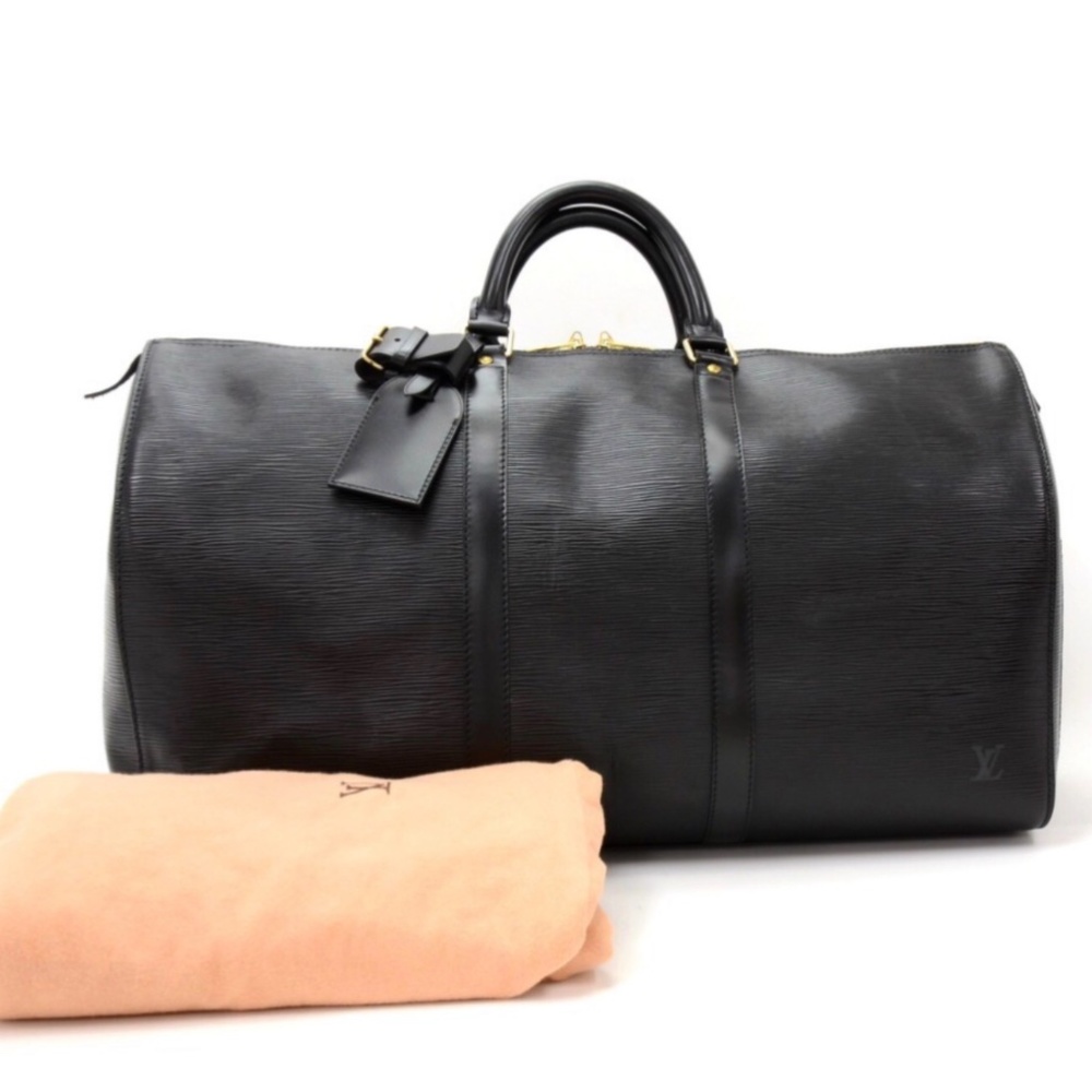 LOUIS VUITTON Epi Leather Black Keepall 50 Boston Bag